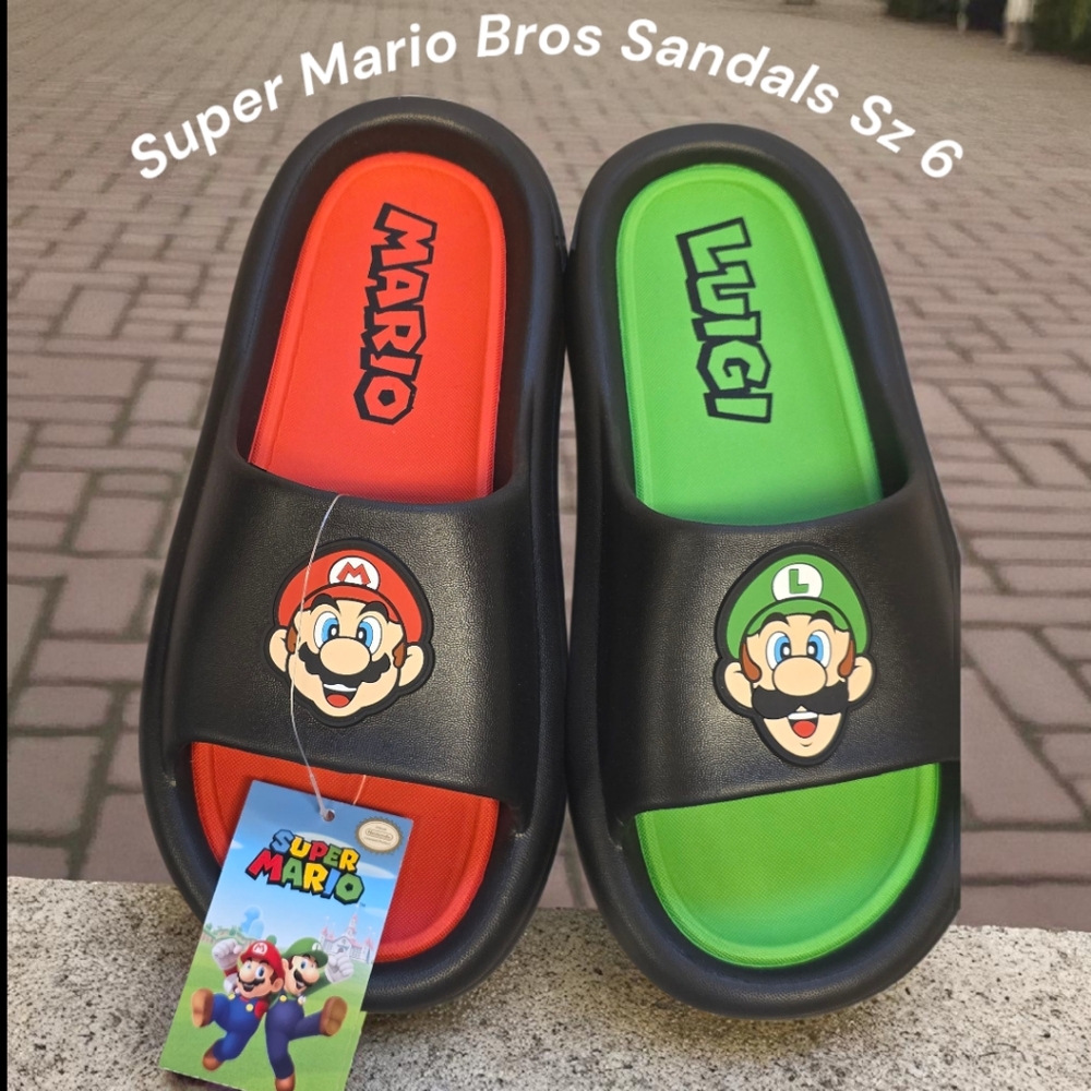 Ground Up Nintendo Super Mario Luigi Slides Sandals Unisex Sz 6